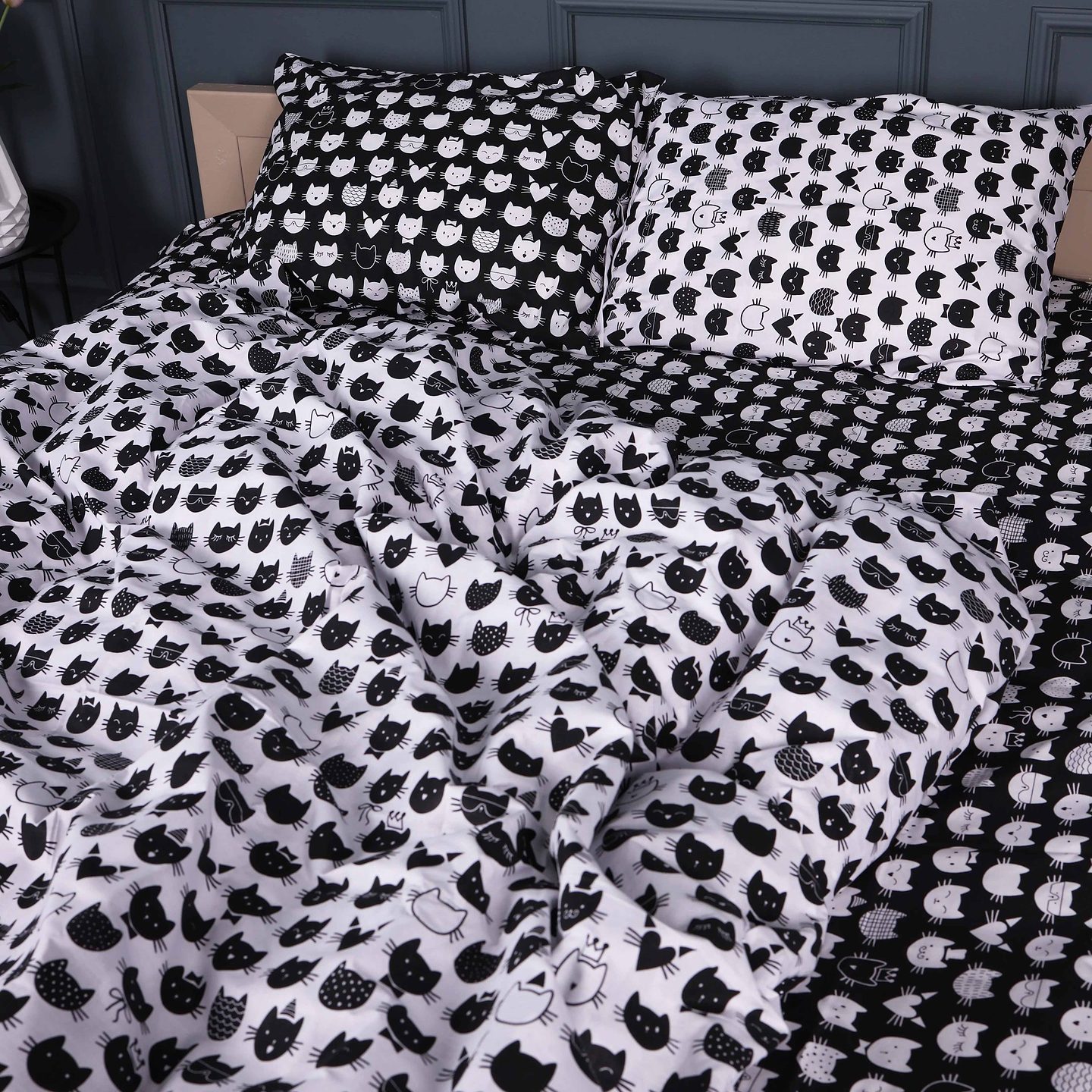 Комплект постільної білизни MirSon Ranforce Elite 17-0673 Monochrome Meows 160х220 (2200010185102)