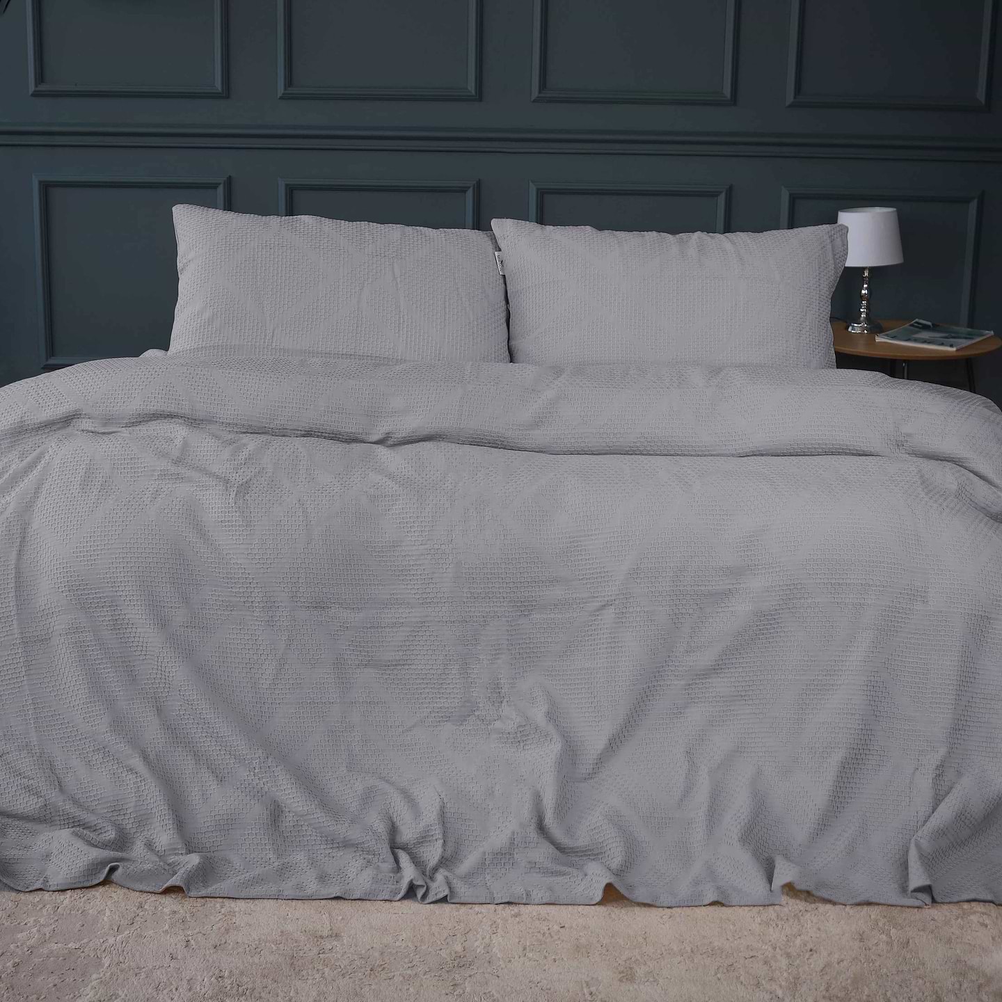 Комплект постільної білизни MirSon №20-02 Waffle Gray 160х220 (2200011032849)