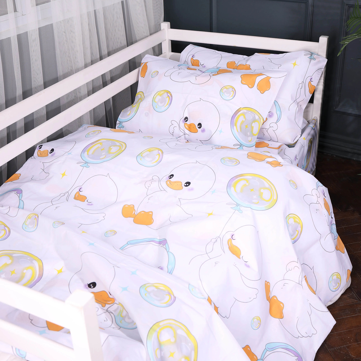Комплект постельного белья MirSon Бязь 17-0895 Baby Ducks white 2x160x220 см (2200012392959)