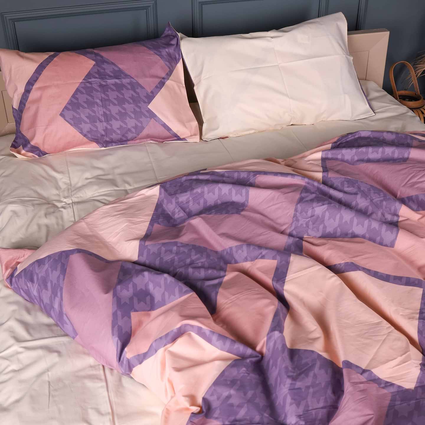 Комплект постільної білизни MirSon 160х220 см 22-1439 Pudra Abstract Сатин (2200012405802)