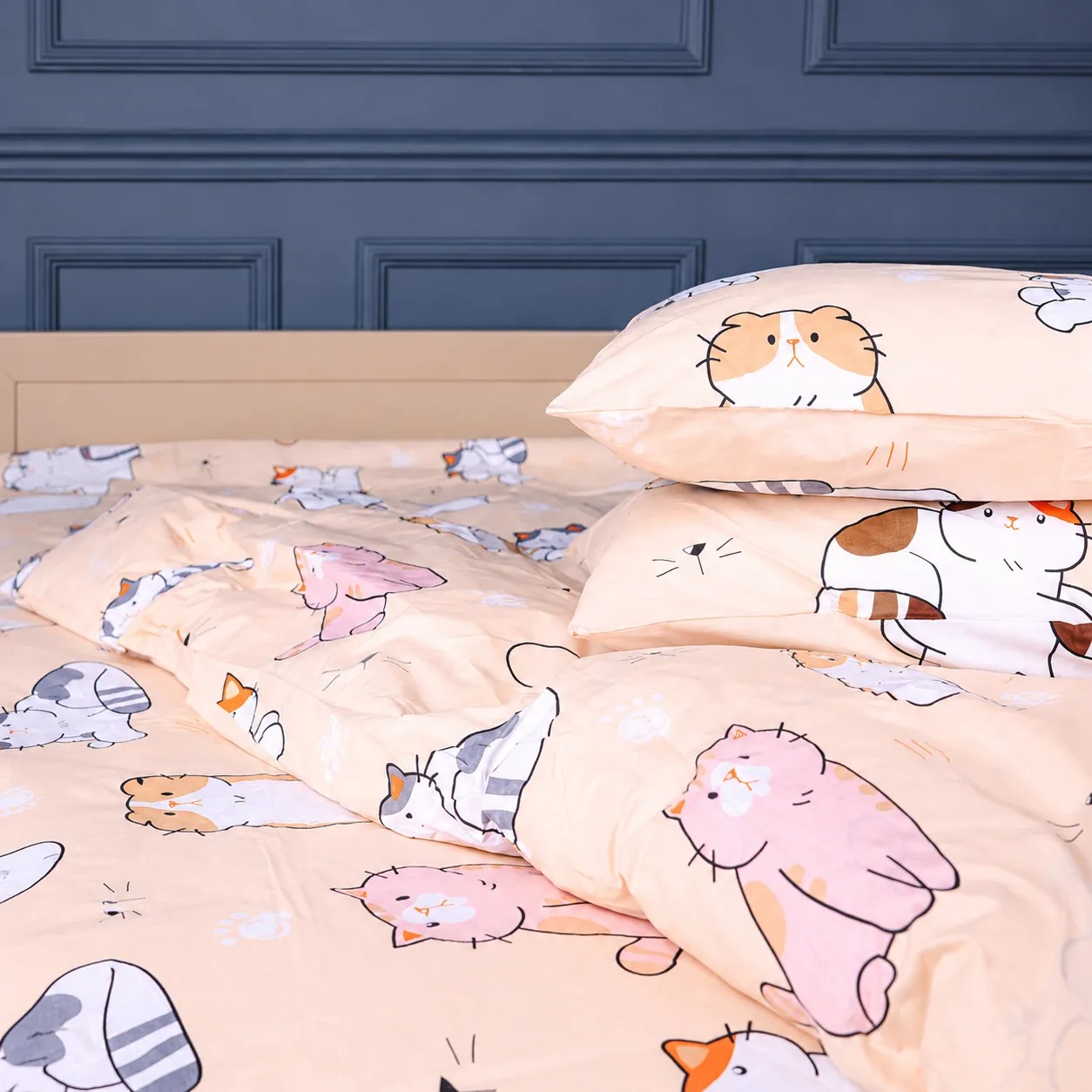 Простынь двуспальная MirSon Бязь 17-0665 Cream Kittens 180x220 см (2200010065459)