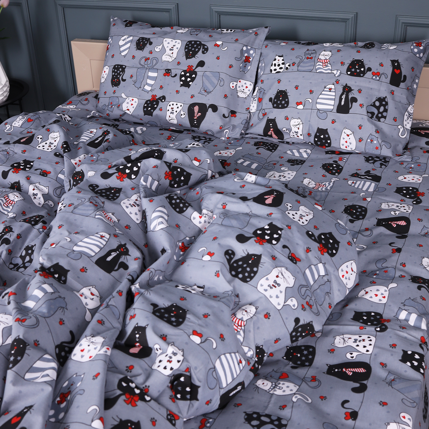 Комплект постільної білизни MirSon Бязь 17-0671 With Love, Cats 220х240 (2200010178111)
