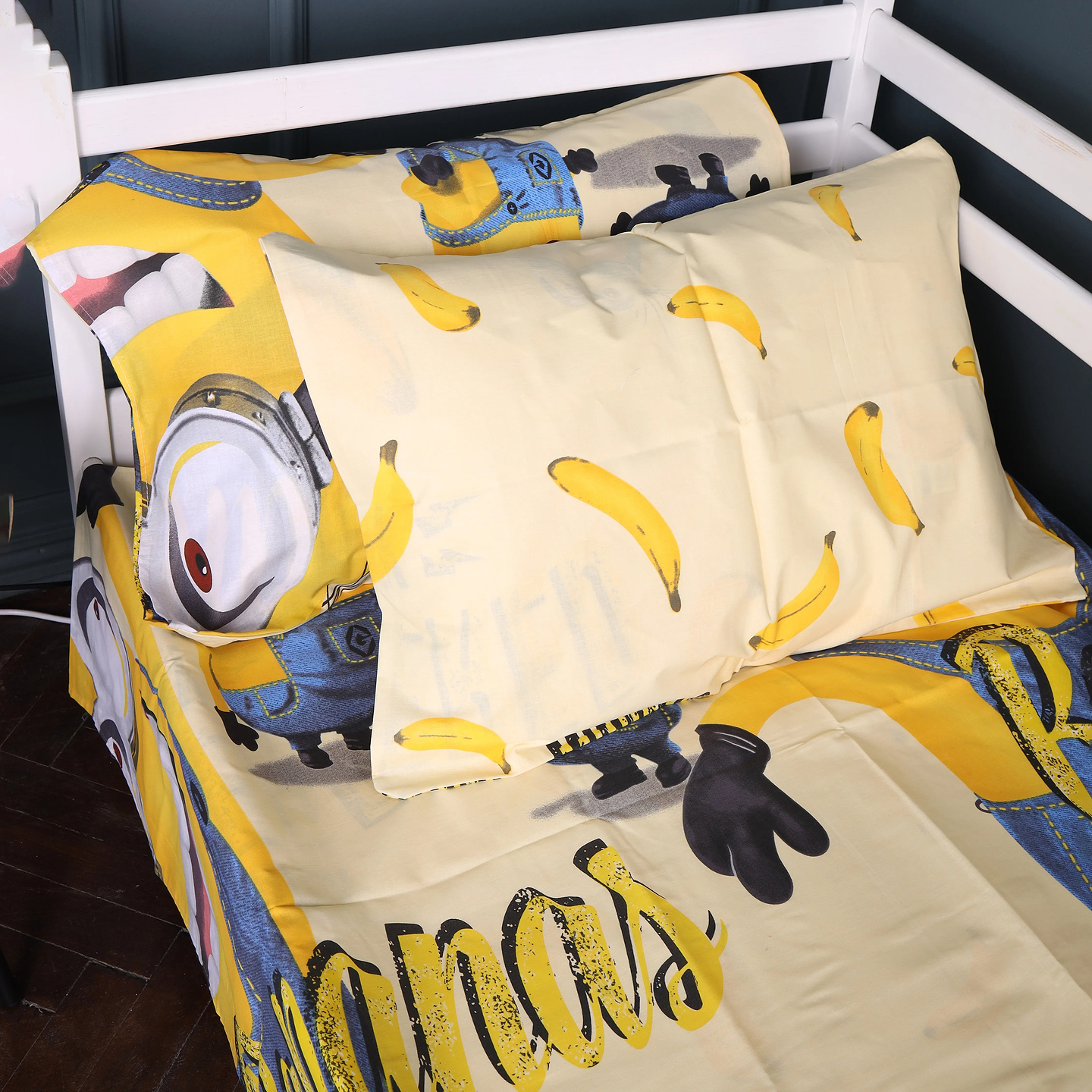 Простирадло дитяче MirSon Бязь 17-0808 Minions and bananas 180x220 см (2200011492797)