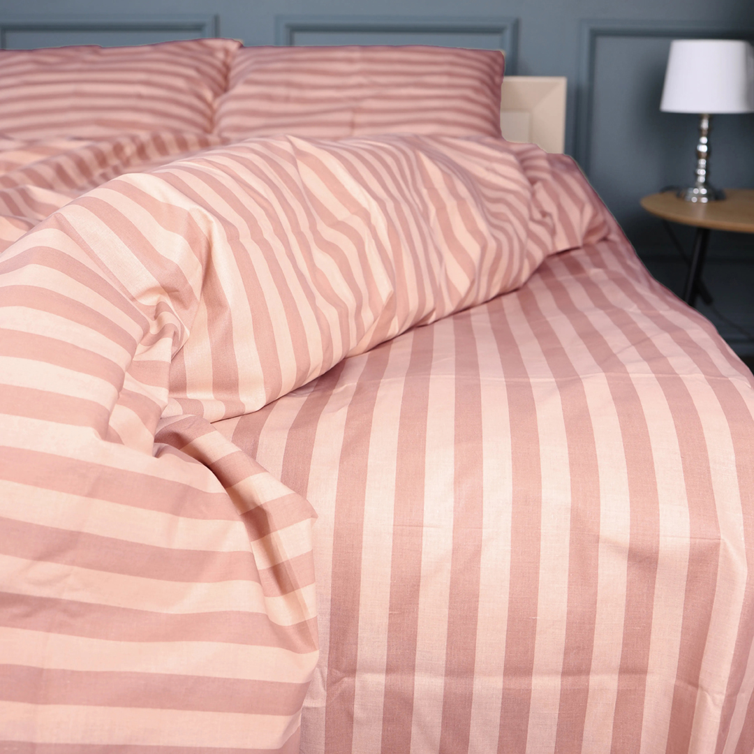 Простынь двуспальная MirSon Бязь 17-0773 Nude stripes 180x220 см (2200011152646)