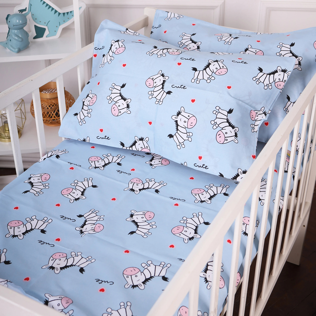 Простынь двуспальная MirSon Бязь 20-0037 Cute blue zebra 180x220 см (2200010284300)