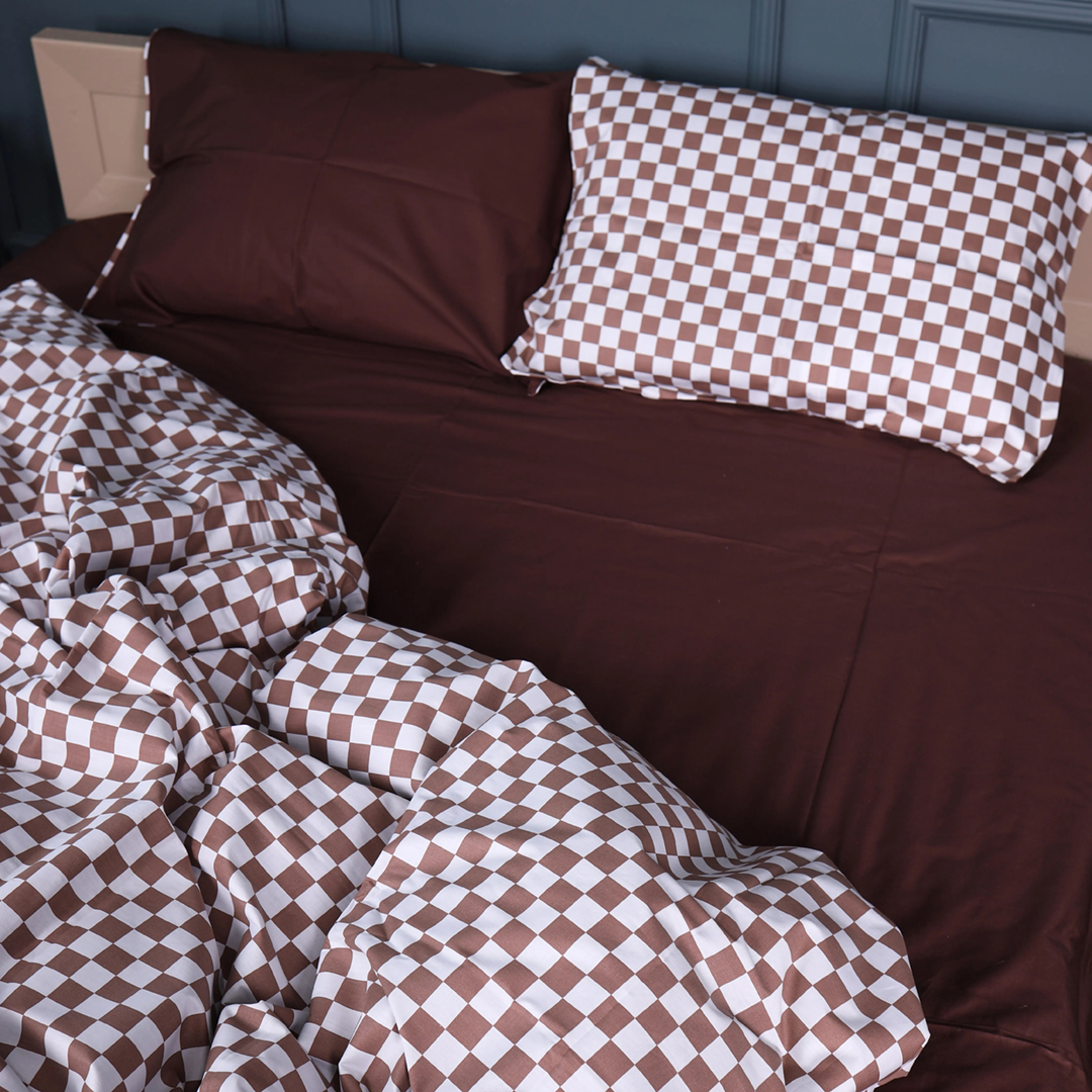 Простынь двуспальная MirSon Сатин 22-1369 Classic Checkers 180x220 см (2200010473872)