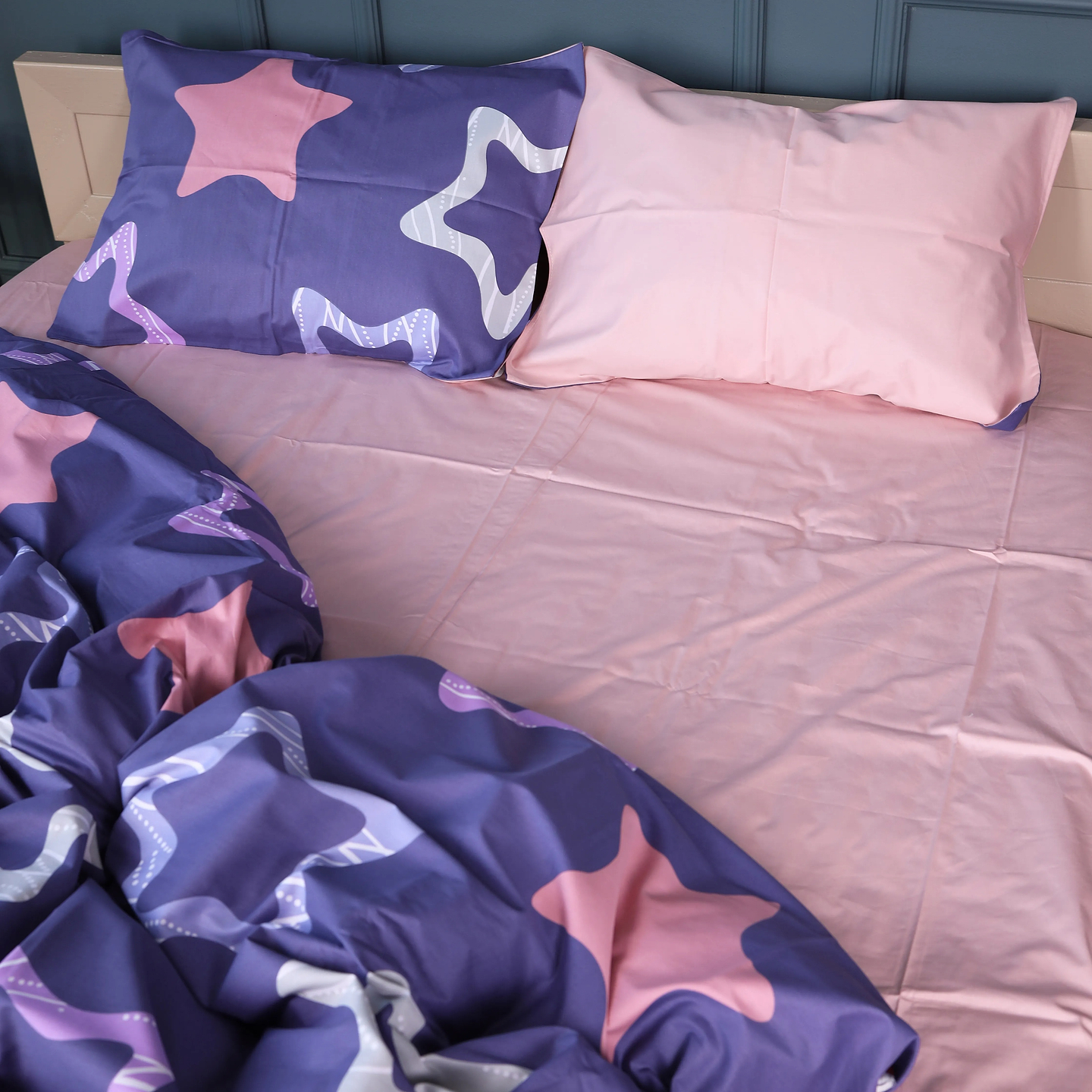 Простирадло двоспальне MirSon Сатин 22-1375 Violet Stars 180x220 см (2200010475555)