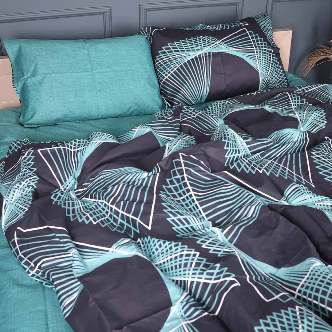 Комплект постільної білизни MirSon King Size 220х240 см 22-1442 Neon Emerald Lines (2200012406564)