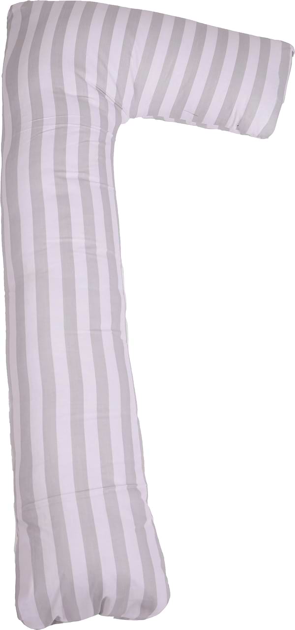 Фото - Подушка для будущих мам MirSon Г-образная №5004 Color Line 17-0600 Stripe White Gray 140x40x20 см (2200010969559)