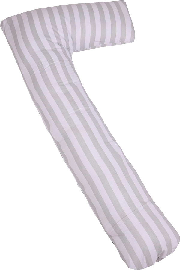 Фото - Подушка для будущих мам MirSon Г-образная №5004 Color Line 17-0600 Stripe White Gray 140x40x20 см (2200010969559)
