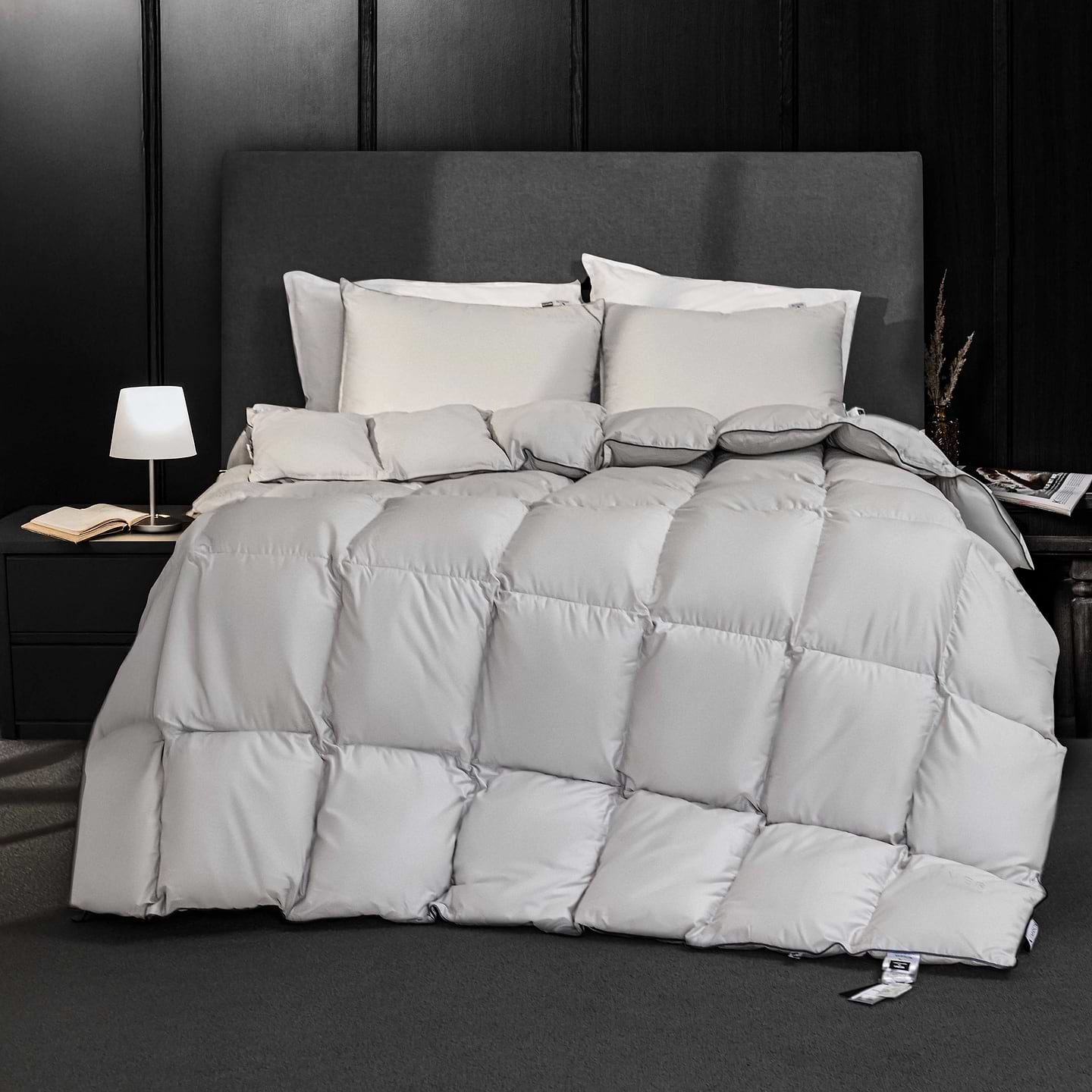 Одеяло зимнее двуспальное евро MirSon 100% пух Сатин-Премиум пуходержащий № 066 "Silver Cloud" 220х240 (2200009348693)