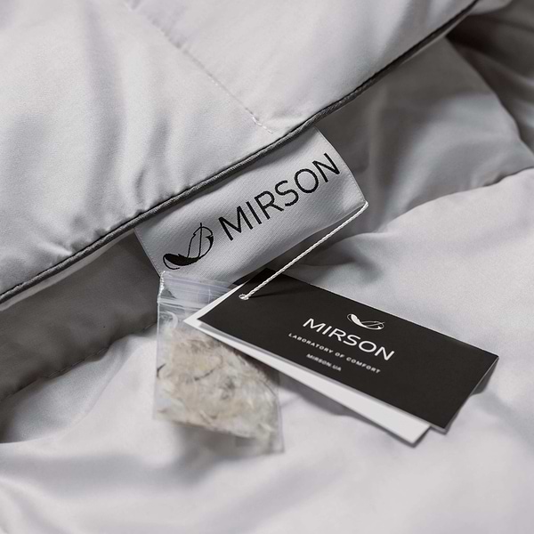 Фото - Одеяло зимнее полуторное MirSon 100% пух Сатин-Премиум пуходержащий № 067 "Silver Cloud" 155х215 (2200009348624)