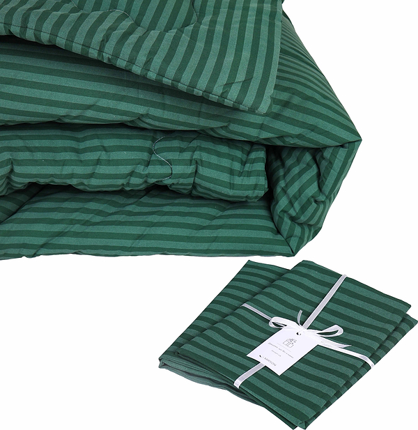 Фото - Ковдра дитяча демісезонна MirSon антиалергенна №137 Сolor Fun Line 17-0612 Stripe Emerald з евкаліптовим волокном 110х140 + нав 2 шт. (2200010857276)