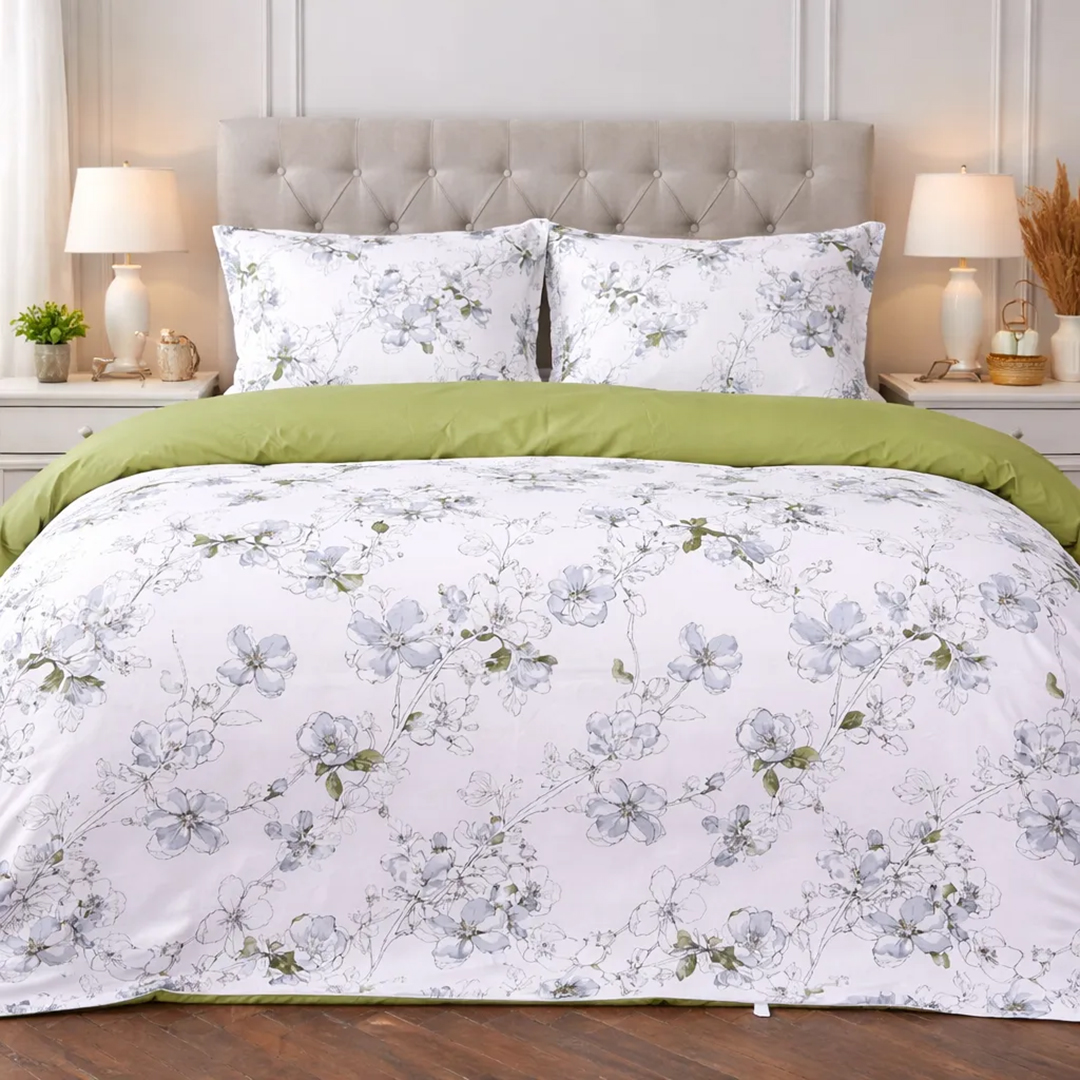 Комплект постельного белья MirSon 175х210 см 00-1 Olive Flowers Поплин (2200009699009)