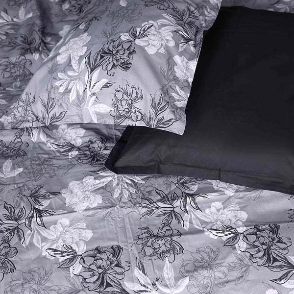 Фото - Комплект постільної білизни MirSon 143х210 см 00-8 Black Flowers Поплін (2200009707834)