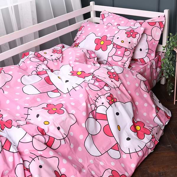 Фото - Комплект постільної білизни MirSon 143х210 см 17-0864 Hello Kitty Pink Бязь (2200011862866)