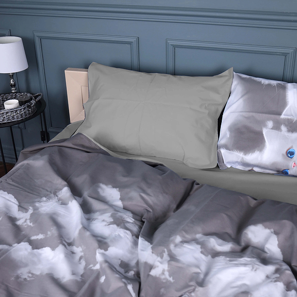 Фото - Комплект постельного белья MirSon 143х210 см 22-1402 Silvery Cats Сатин (2200010567168)