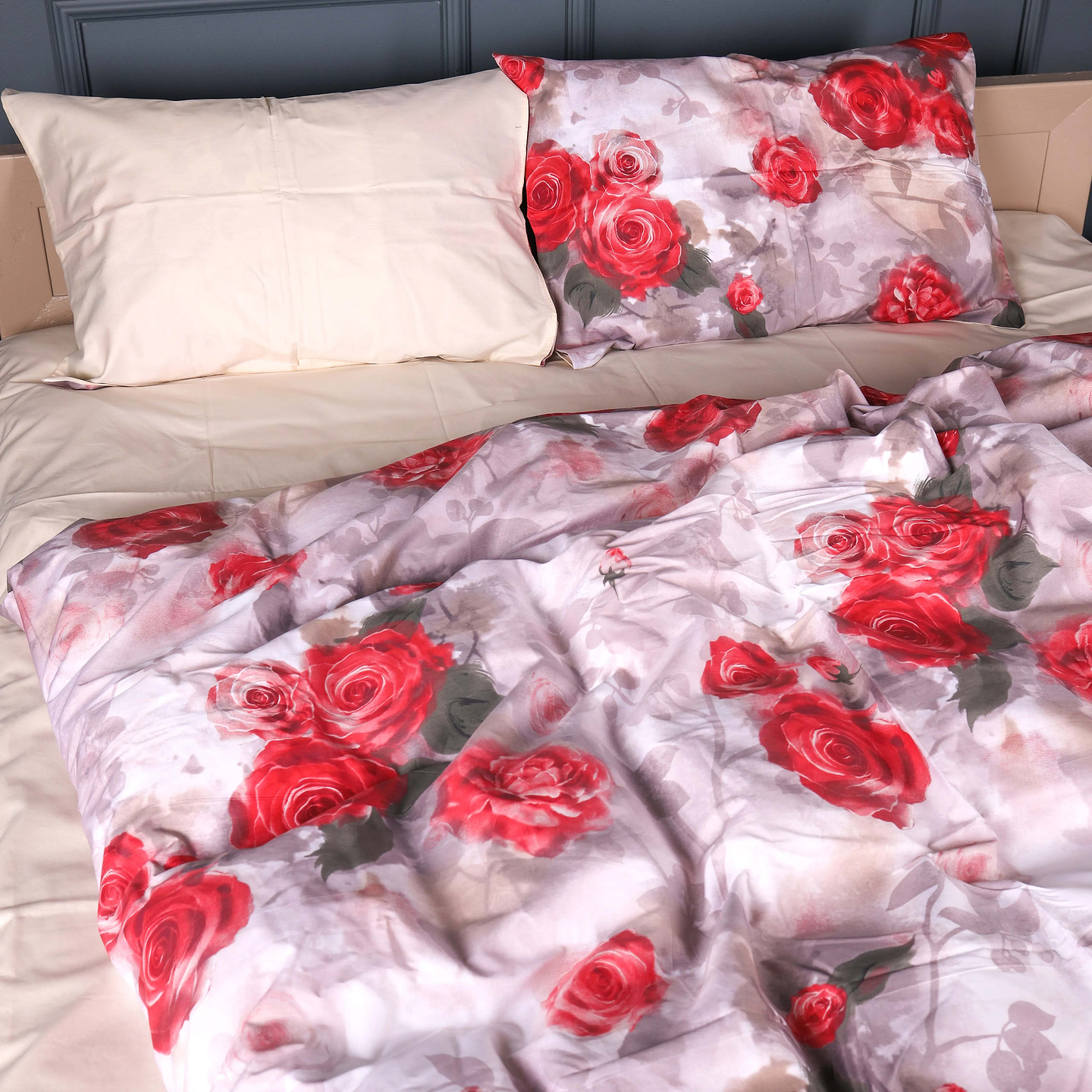 Комплект постільної білизни MirSon King Size 220х240 см 22-1438 Royal Red Roses (2200012405567)