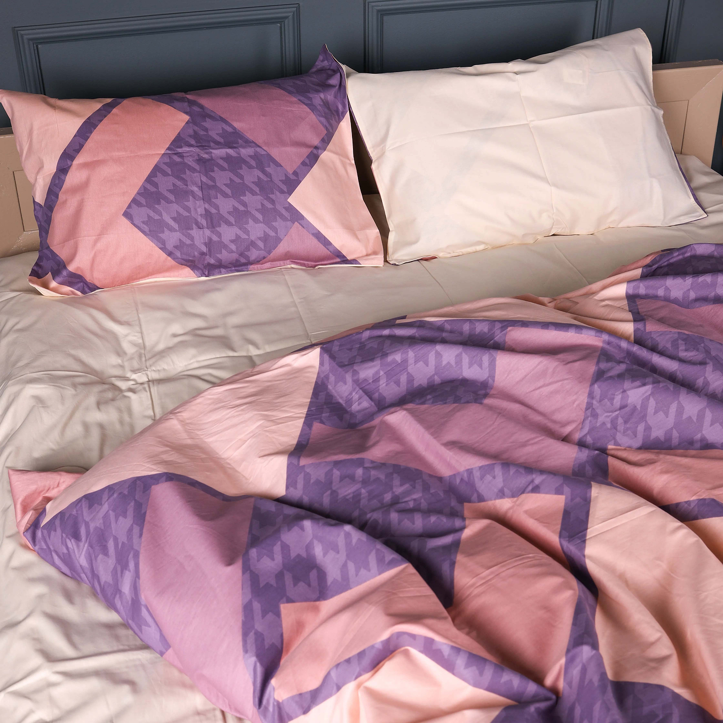 Комплект постільної білизни MirSon 143х210 см 22-1439 Pudra Abstract Сатин (2200012405796)