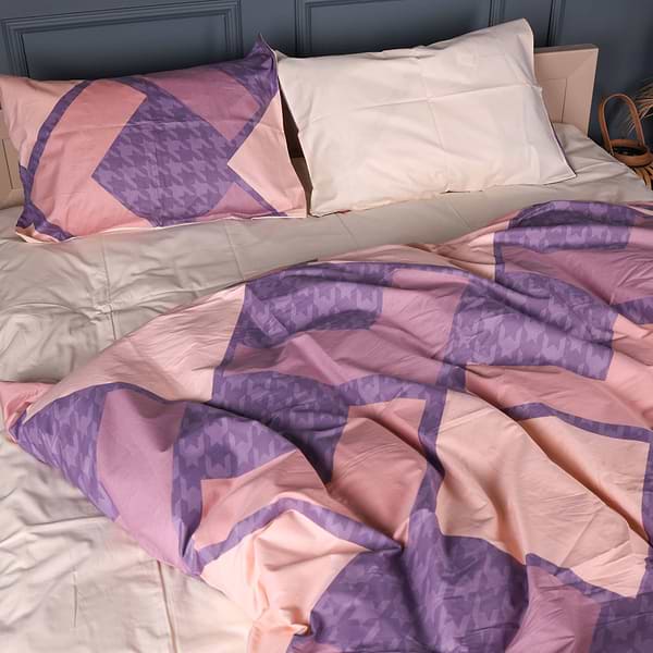 Фото - Комплект постільної білизни MirSon 143х210 см 22-1439 Pudra Abstract Сатин (2200012405796)