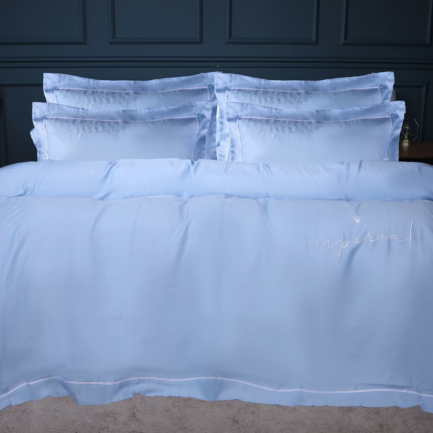 Комплект постельного белья MirSon King Size 220х240 см Imperial Tencel №04 Blue (2200010754285)