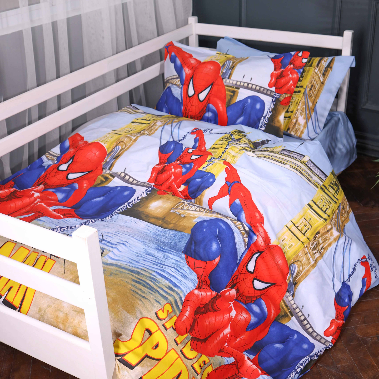 Комплект постельного белья MirSon 143х210 см 17-0890 Spider-Man City Light Ranforce Elite (2200012389591)