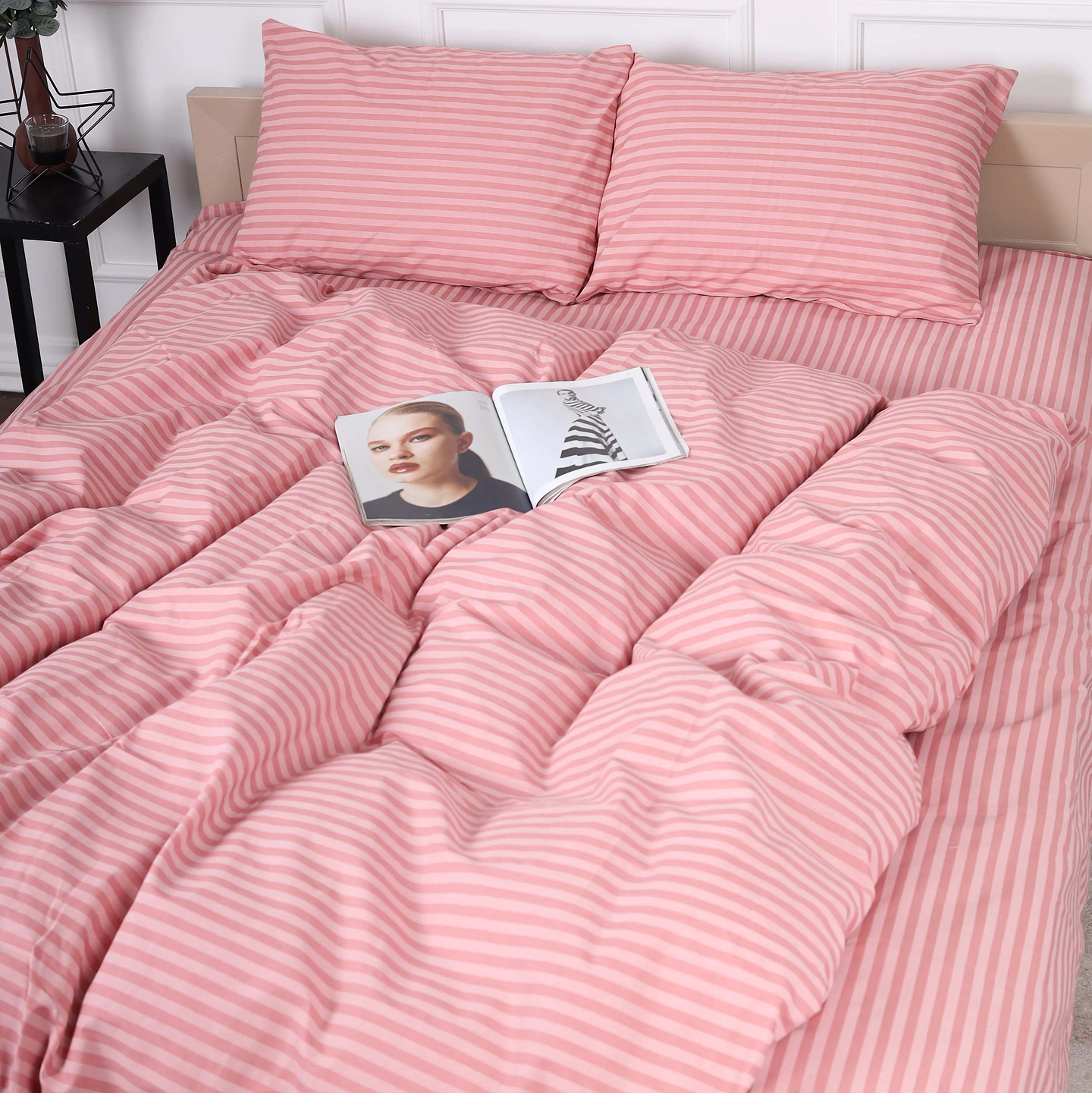 Комплект постельного белья MirSon King Size 220x240 17-0607 Stripe Pink Бязь (2200008054335)
