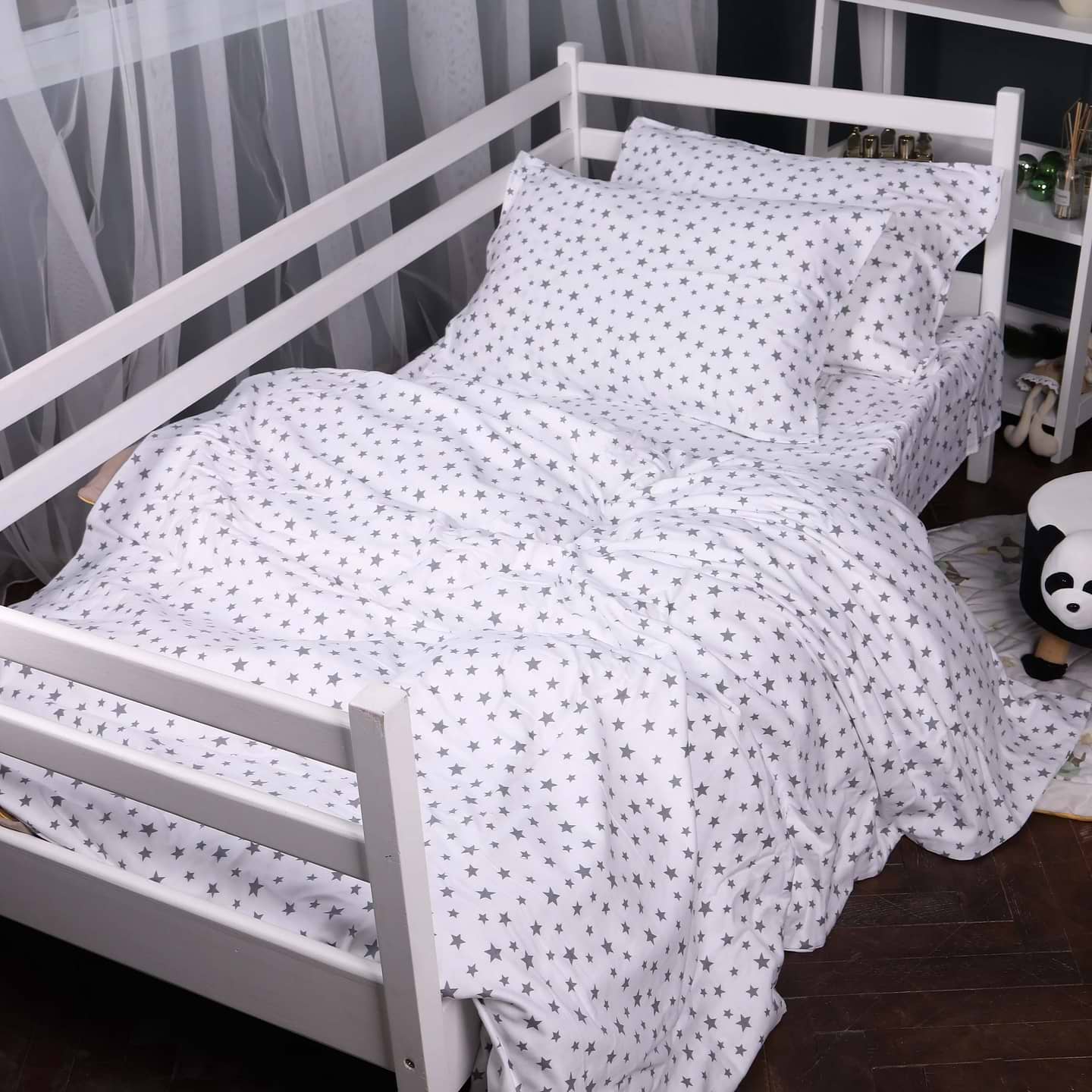 Комплект постільної білизни MirSon 143x210 см 016 White Stars Фланель (2200009652103)