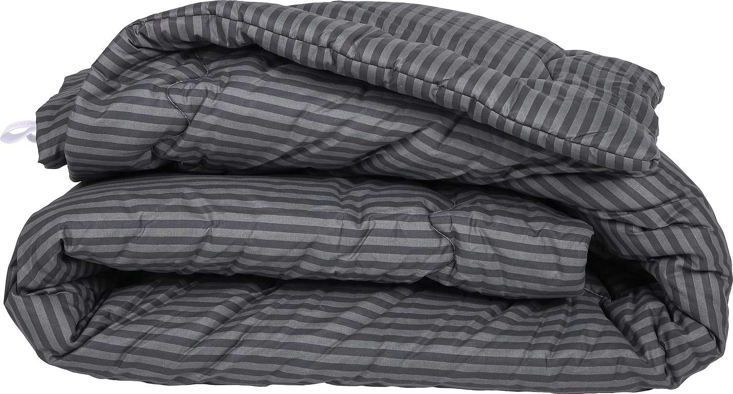 Ковдра демісезонна полуторна MirSon антиалергенна №164 Сolor Fun Line 17-0611 Stripe Black з евкаліптовим волокном 140х205 + нав. 2 шт. (2200010859423)