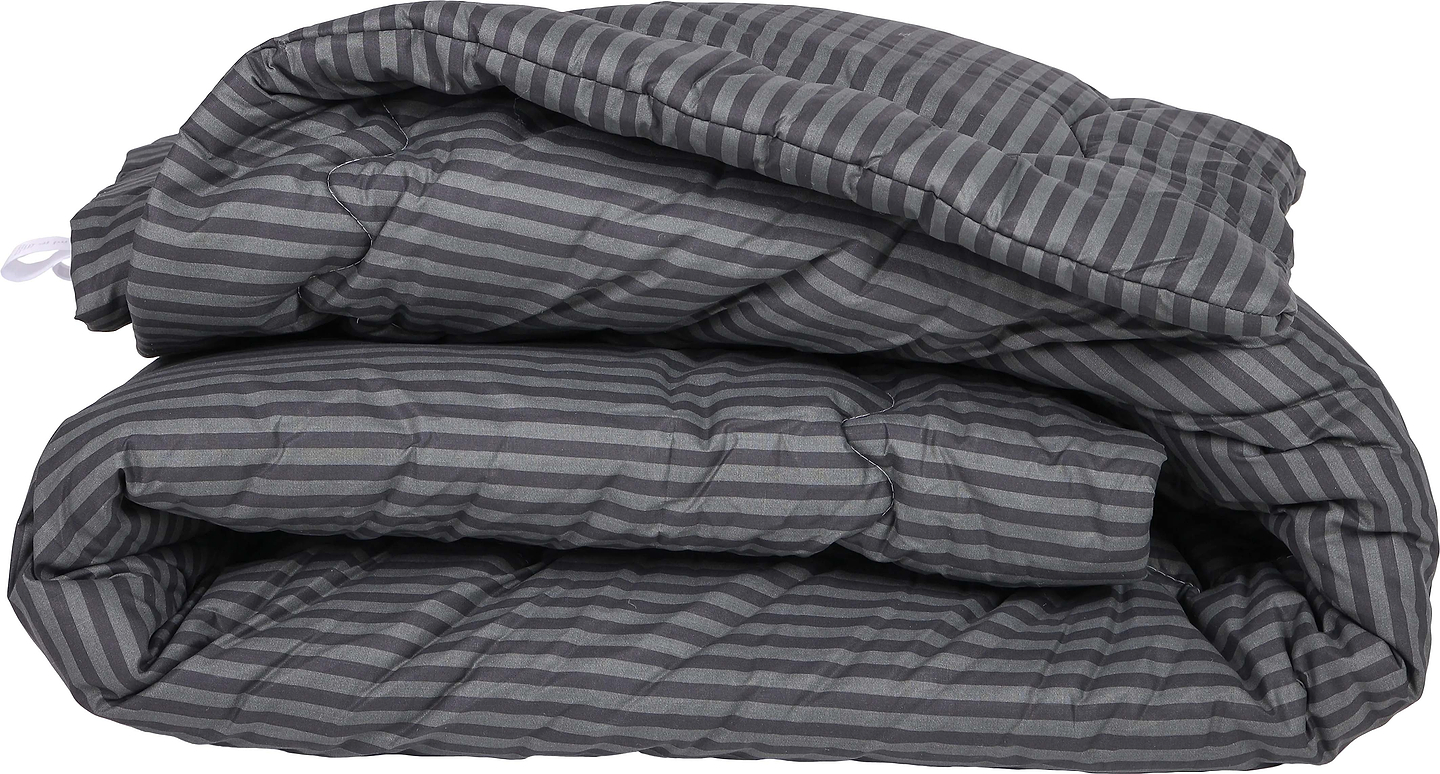 Одеяло демисезонное двуспальное MirSon антиаллергенное №164 Сolor Fun Line 17-0611 Stripe Black с эвкалиптовым волокном 172х205 + нав. 2 шт. (2200010859447)