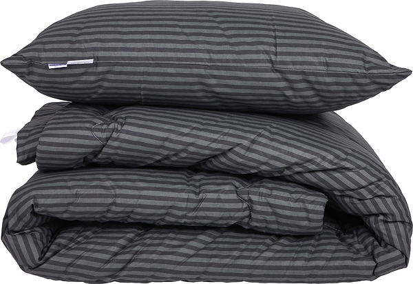 Фото - Ковдра зимова двоспальна MirSon антиалергенна №144 Сolor Fun Line 17-0611 Stripe Black EcoSilk 172х205 + нав. 2 шт. (2200010852837)