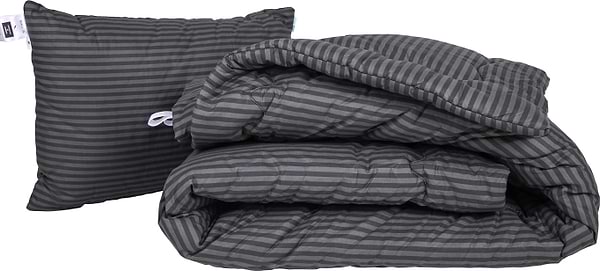 Фото - Ковдра демісезонна полуторна MirSon антиалергенна №164 Сolor Fun Line 17-0611 Stripe Black з евкаліптовим волокном 140х205 + нав. 2 шт. (2200010859423)