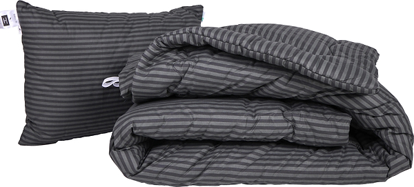 Фото - Одеяло зимнее двуспальное евро MirSon Шелковая №168 Сolor Fun Line 17-0611 Stripe Black Silk 220х240 см +нав 2 шт. (2200010860665)