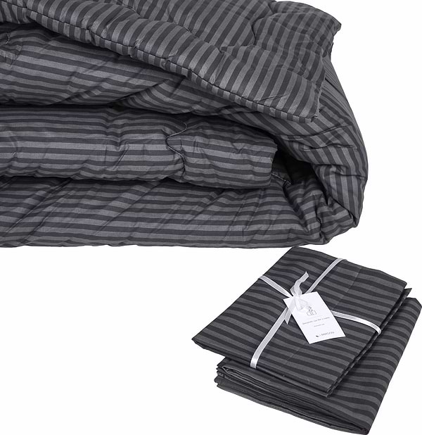 Фото - Ковдра літня полуторна MirSon Бавовняна №154 Сolor Fun Line 17-0611 Stripe Black 140x205 см +нав 2 шт. (2200010856446)