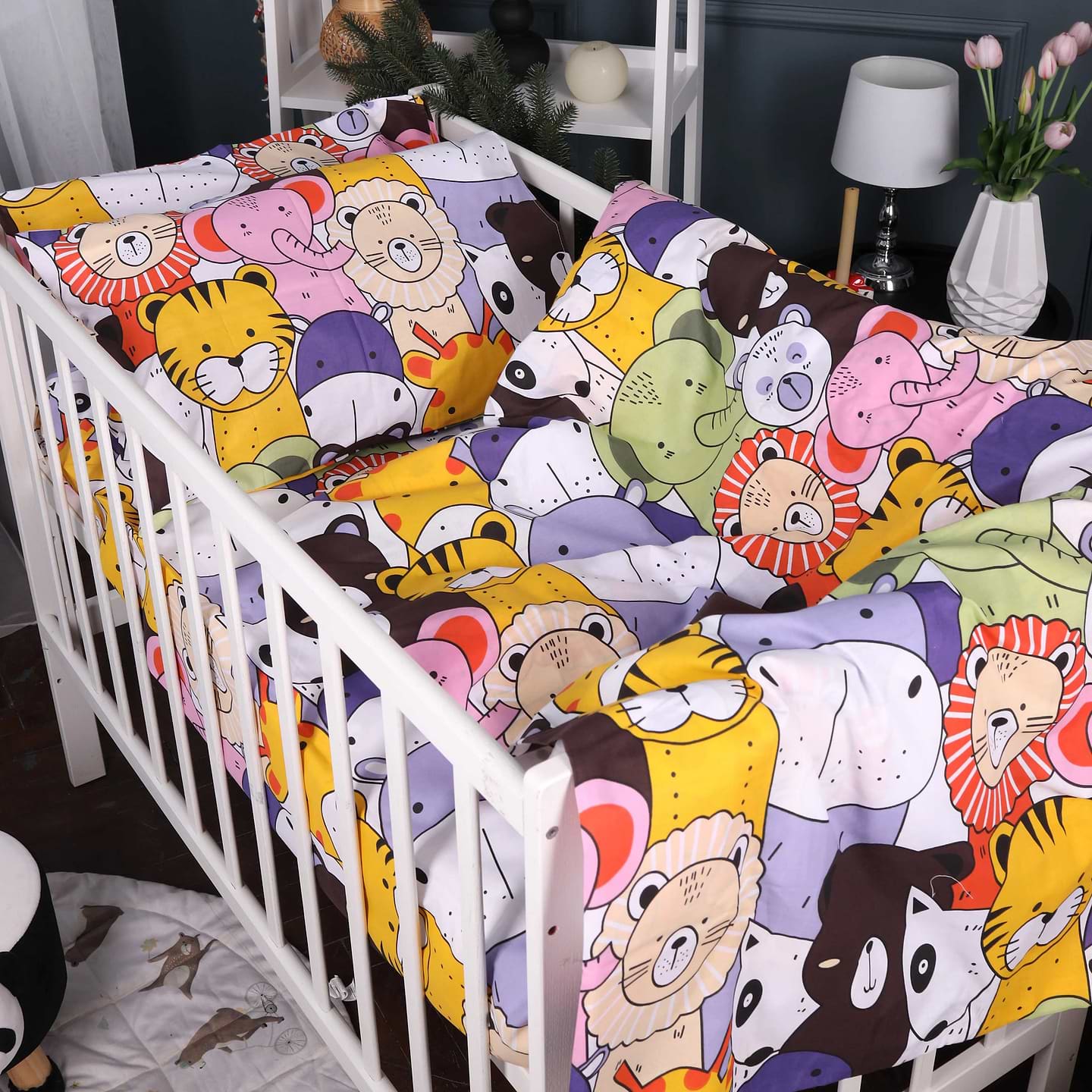 Комплект постельного белья MirSon 143x210 см Kids Time 17-0674 Rainbow Zoo Бязь (2200010186147)