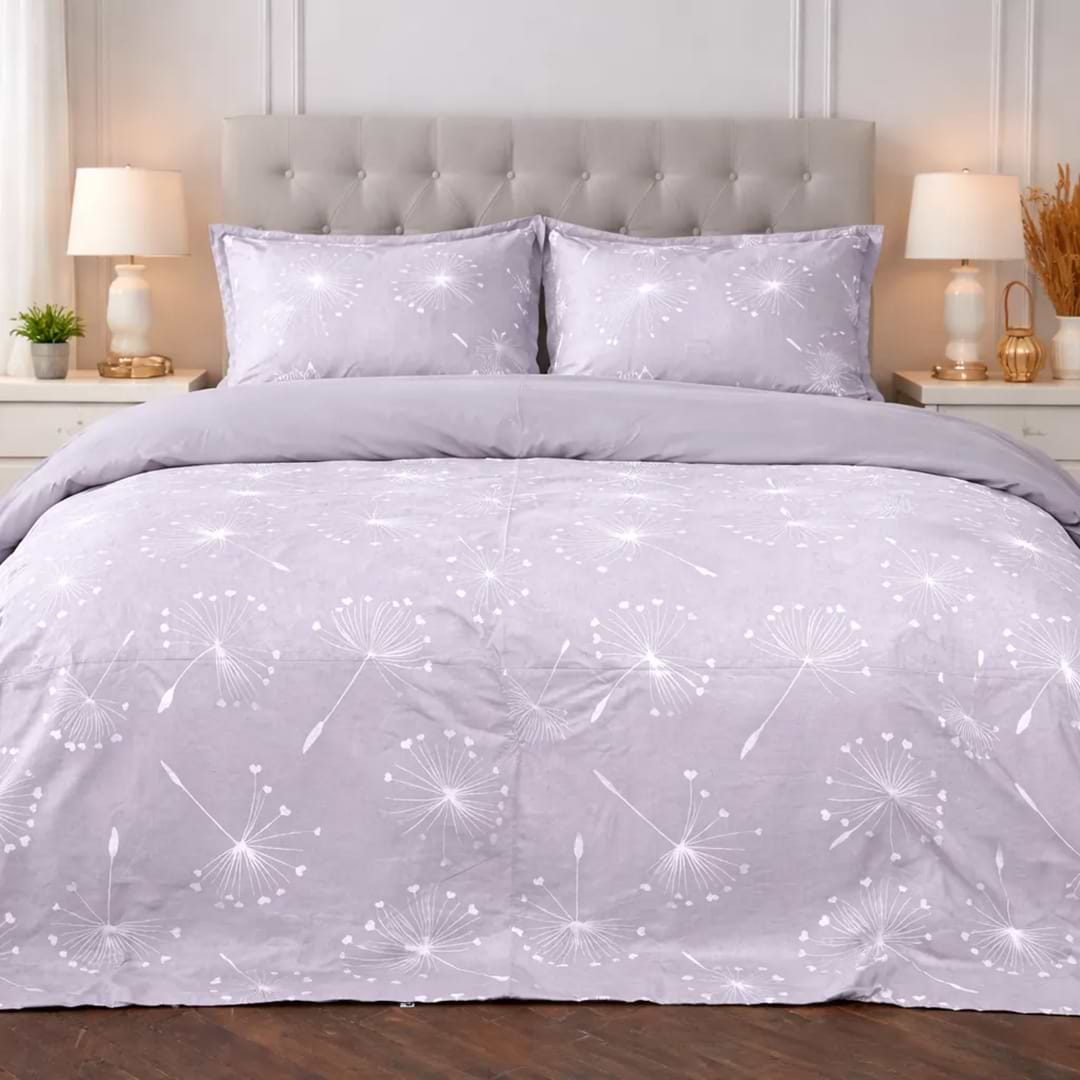 Комплект постільної білизни MirSon 175х210 см 00-3 Grey Dandelions Поплін (2200009701528)