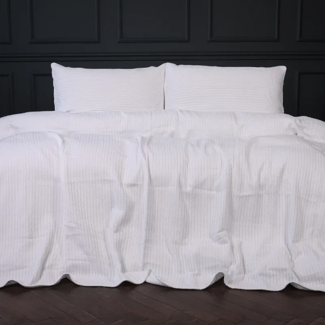 Комплект постельного белья MirSon 175х210 см №10-01 Arrowline White Пике (2200010671148)