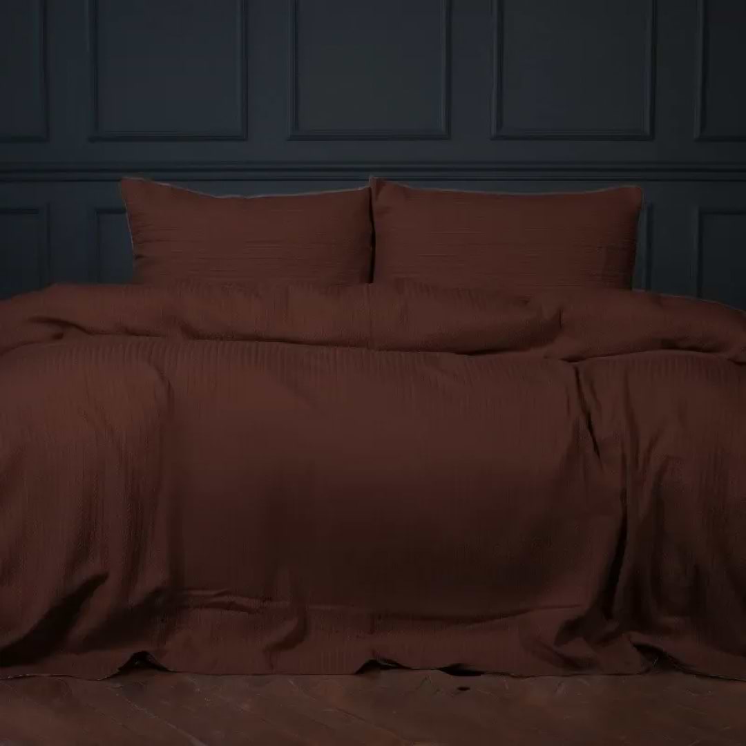 Комплект постільної білизни MirSon 175х210 см №10-02 Arrowline Brown Піке (2200010671223)