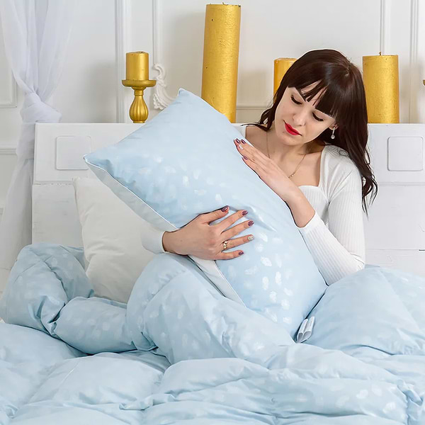 Фото - Одеяло демисезонное двуспальное евро MirSon №1837 Bio-Blue 90% пух 200x220 (2200003013467)