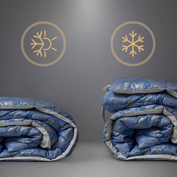 Фото - Одеяло демисезонное двуспальное евро MirSon №1837 Bio-Blue 90% пух 200x220 (2200003013467)