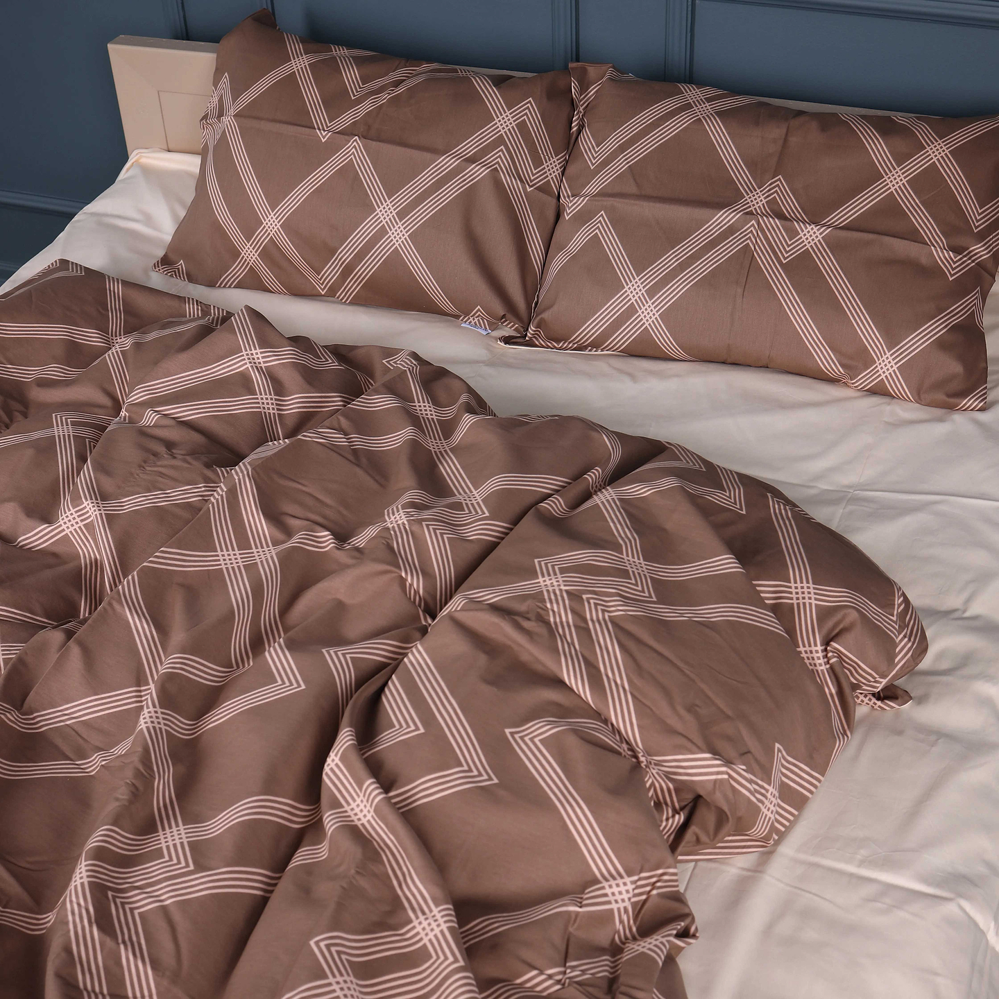 Комплект постільної білизни MirSon Сатин 22-1413 Brown Geometry 175х210 (2200011123202)