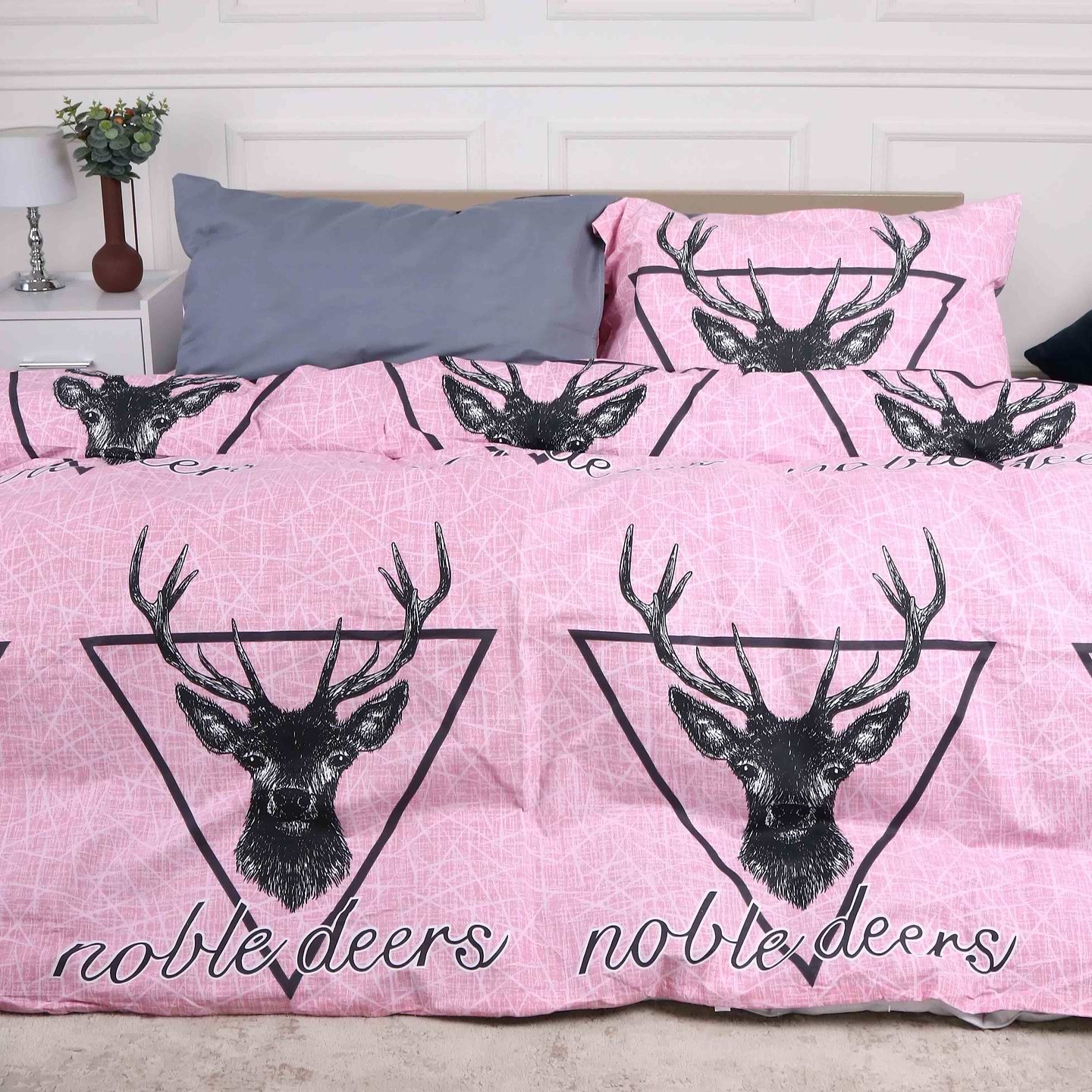 Комплект постільної білизни дитячий MirSon Бязь Ranforce Elite 17-0516 Noble deers pink 110х140 (2200004659657)