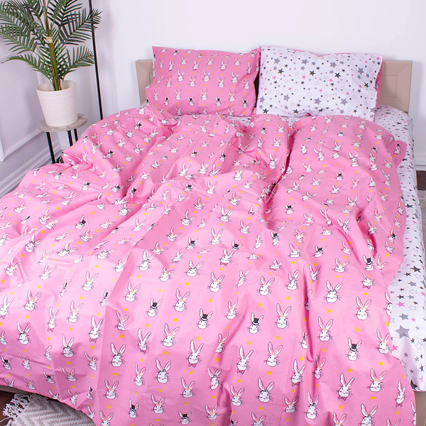Фото - Комплект постільної білизни дитячий MirSon Бязь Ranforce Elite 17-0528 Bunnies pink 110х140 (2200004660011)