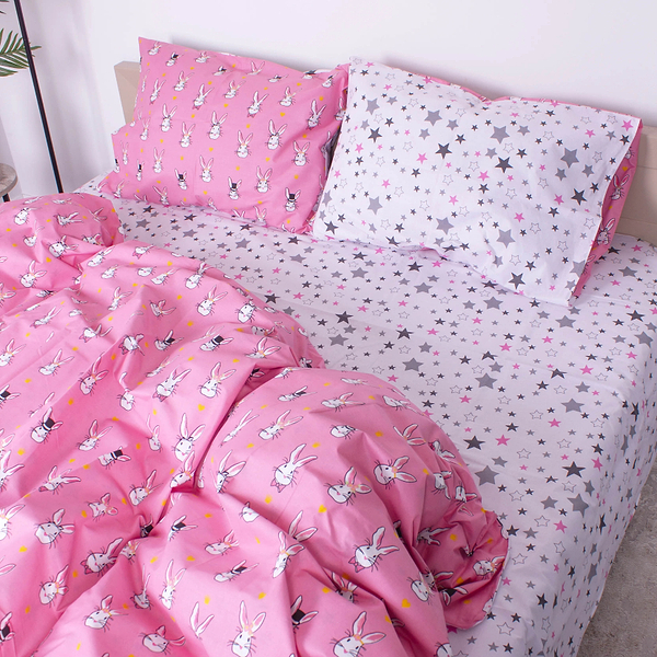 Фото - Комплект постільної білизни дитячий MirSon Бязь Ranforce Elite 17-0528 Bunnies pink 110х140 (2200004660011)