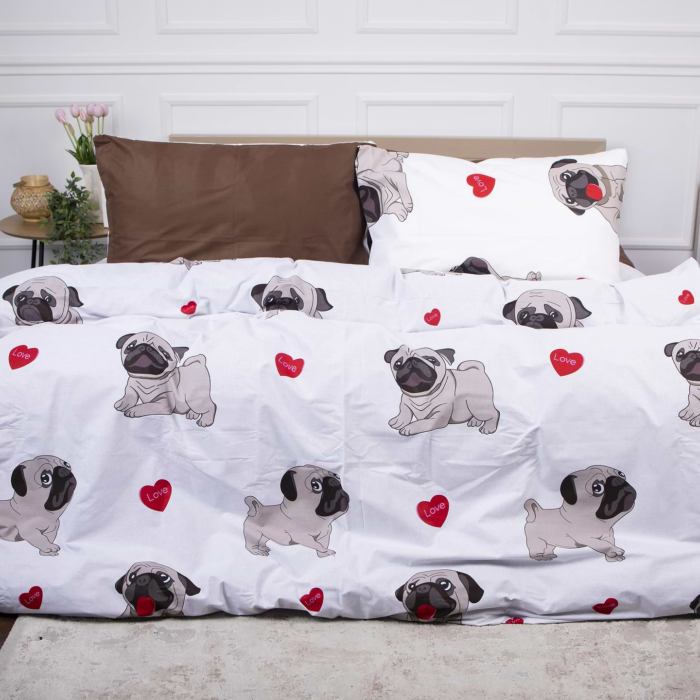 Комплект постільної білизни MirSon Бязь Ranforce Elite 17-0566 Pug-dog 175х210 см (2200004672601)