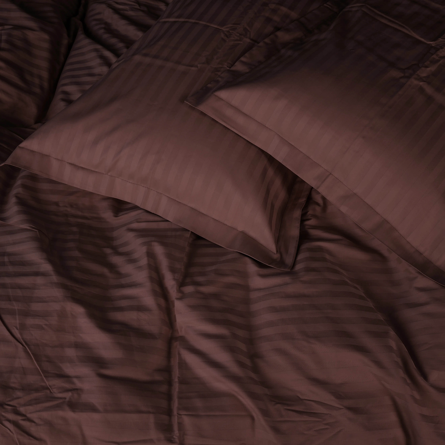 Комплект постільної білизни MirSon Satin Stripe 30-0006 Dark Brown 220х240 см King Size (2200005249475)