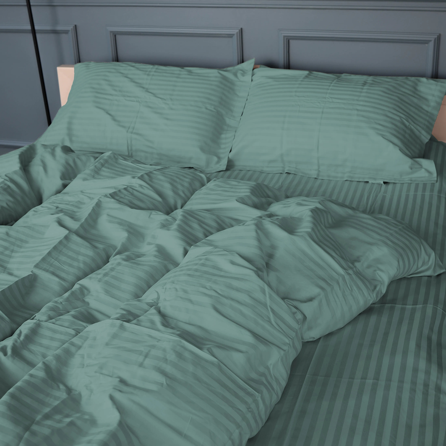 Комплект постельного белья MirSon Satin Stripe 30-0015 Green Wave 143х210 см (2200005253274)