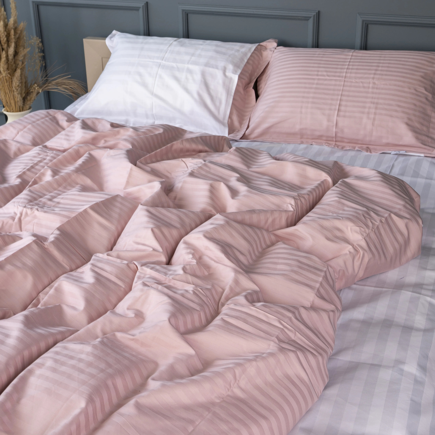 Комплект постельного белья MirSon Satin Stripe 30-0007 + 30-0001 Beatrisa 143х210 см (2200005256916)