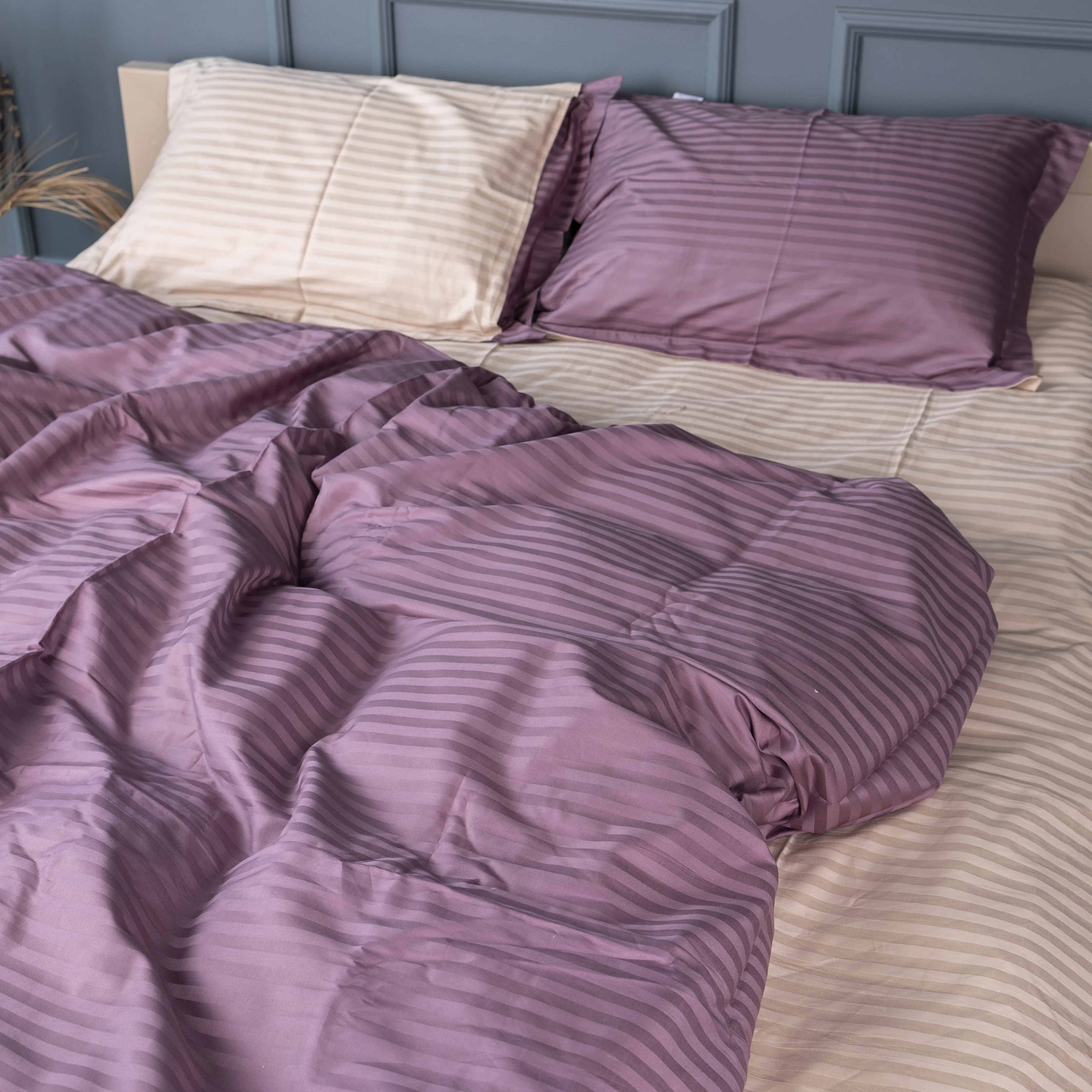 Комплект постільної білизни MirSon Satin Stripe 30-0008 +30-0004 Waleis 143х210 см (2200005257463)