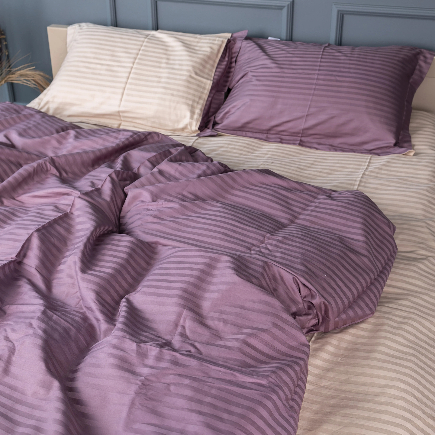 Комплект постельного белья MirSon Satin Stripe 30-0008 + 30-0004 Waleis 143х210 см (2200005257517)